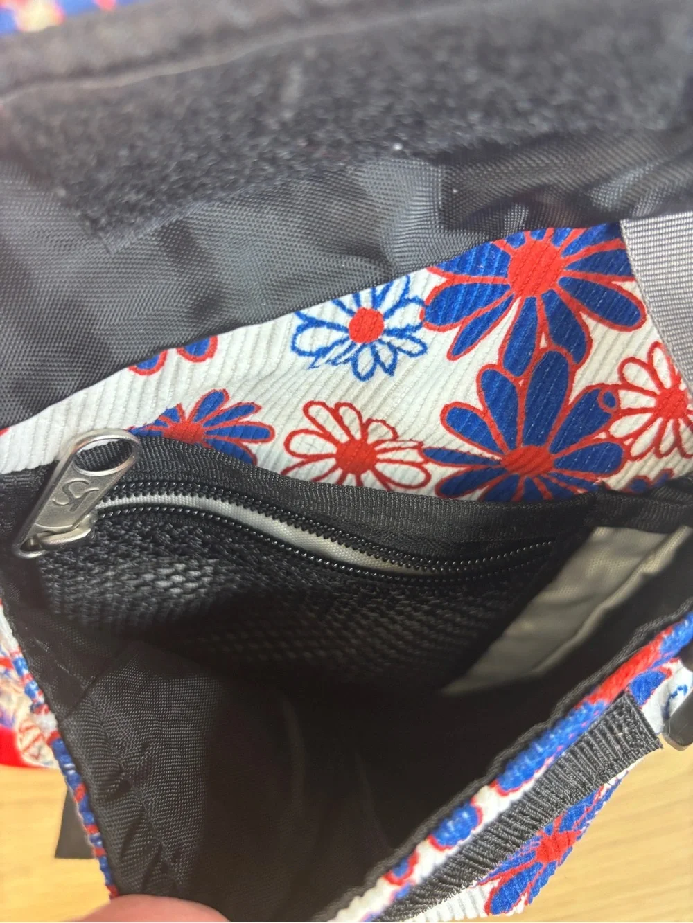 Vintage JanSport Corduroy Daisy Sling Bag Red White Blue